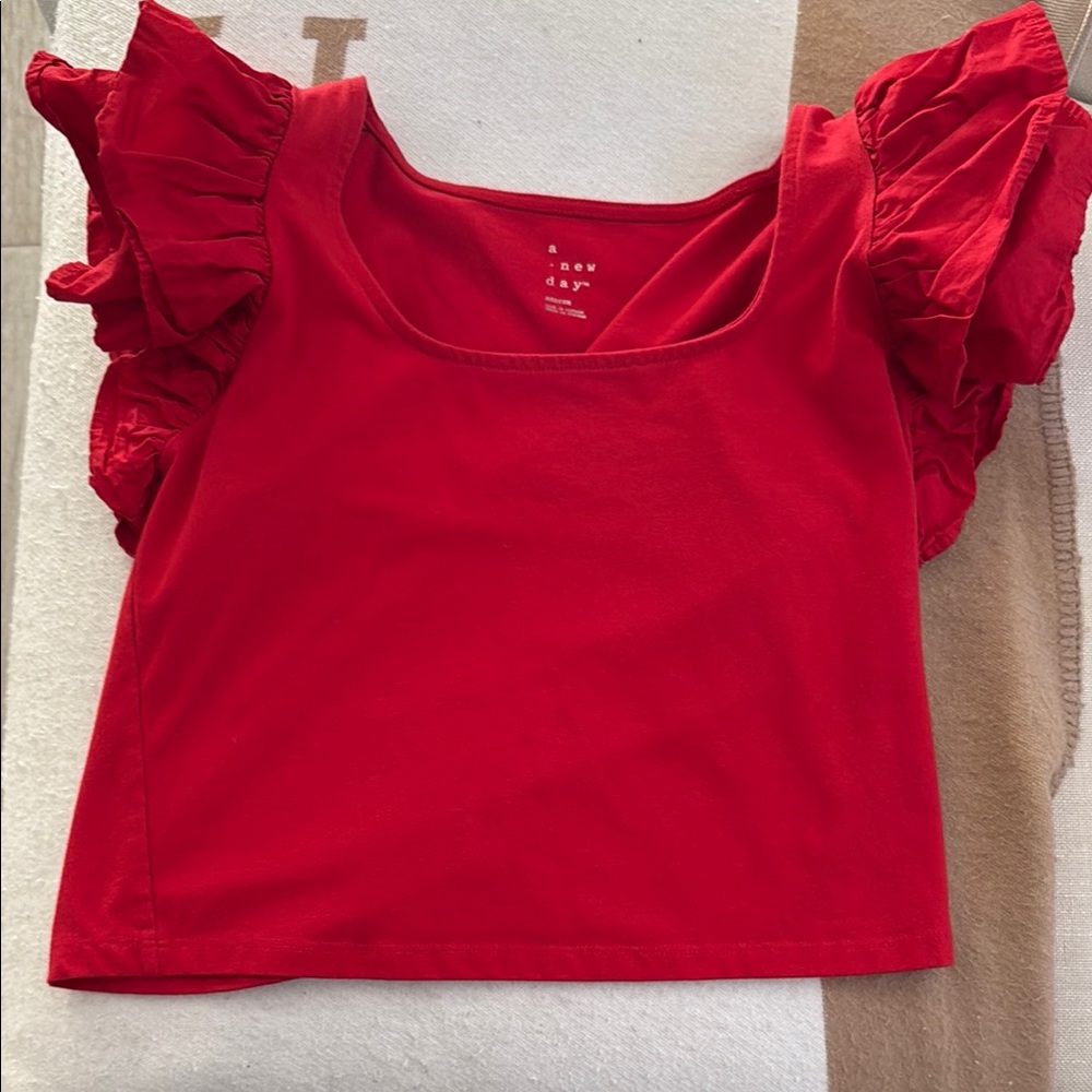 A new day red ruffle top